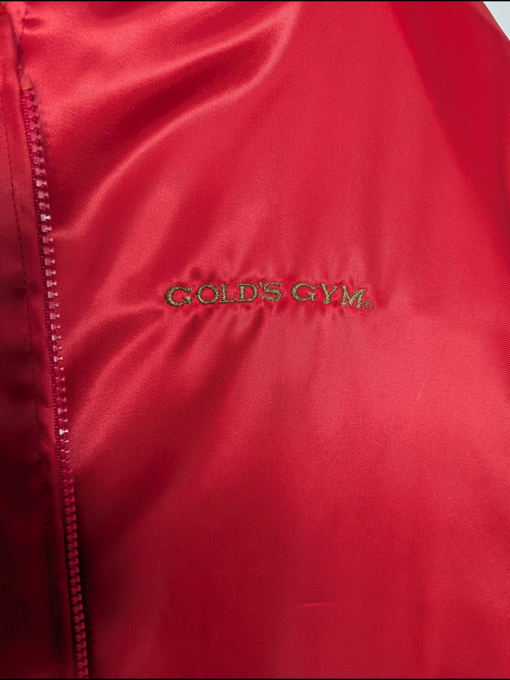 VINTAGE 80s Gold's Gym Satin Bomber Jacket XXL - Red - MINT - Picture 2 of 9